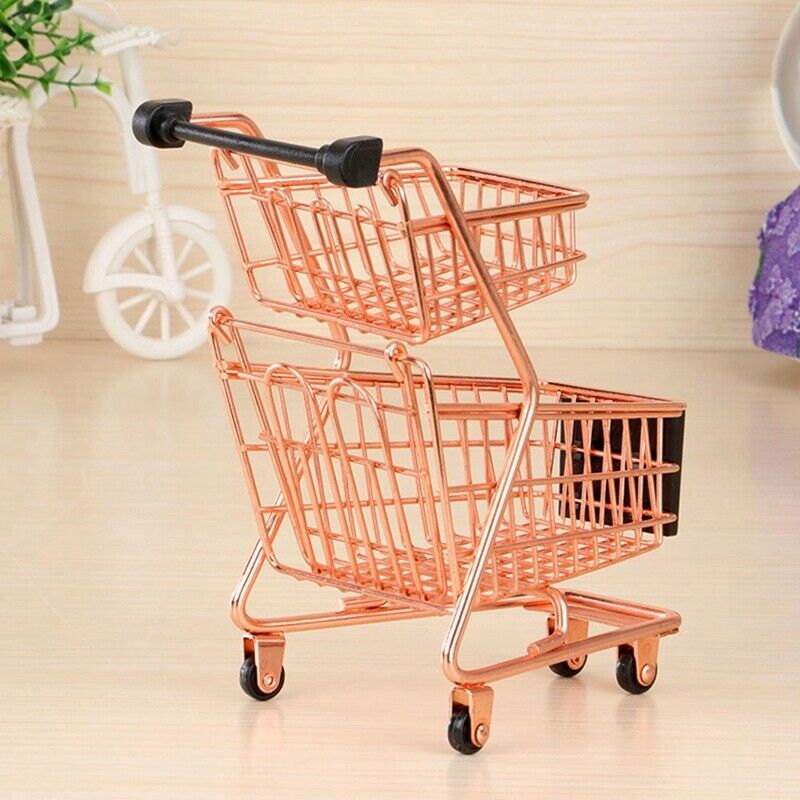 Double-Deck Shopping Cart Makeup Sponge Holder Drying Rack Beauty Powder Pu S9A7