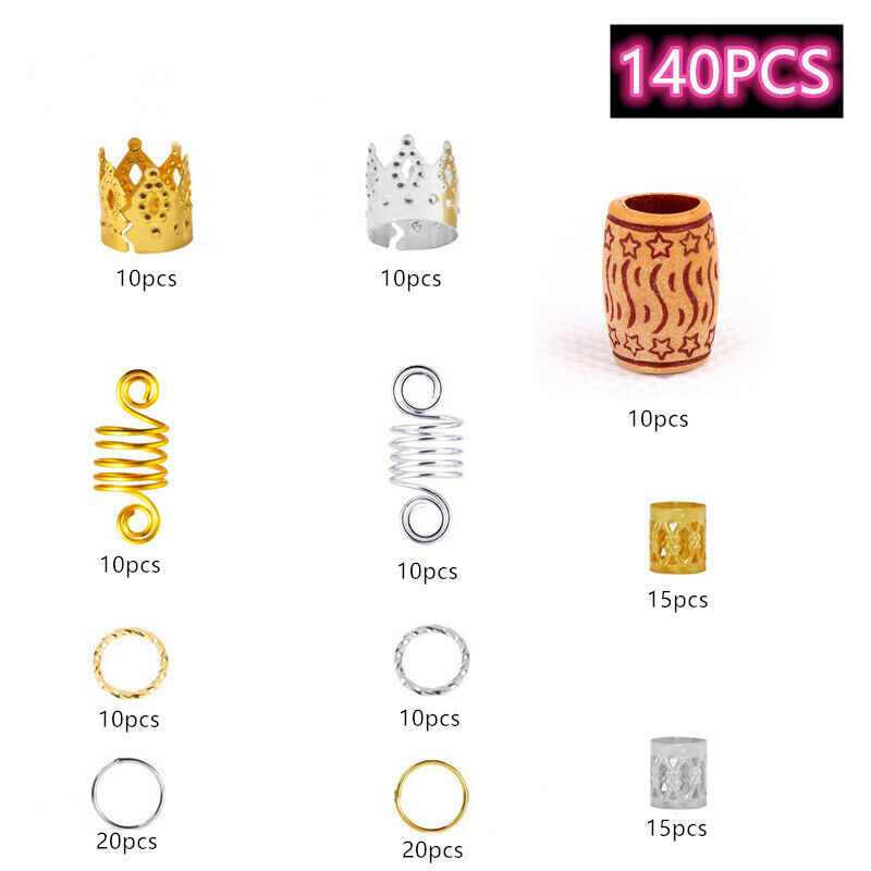 140pcs Hair Braid Dreadlock Beads Braiding Hair Extension Accessories  JC,a