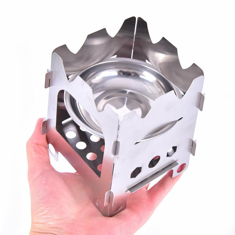Outdoor Camping Stove Portable Folding Stainless Steel Picnic Wood SS Ew