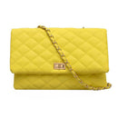 Fashion Women Shoulder Messenger Handbag Chain Leather Evening Bag (Yellow) A