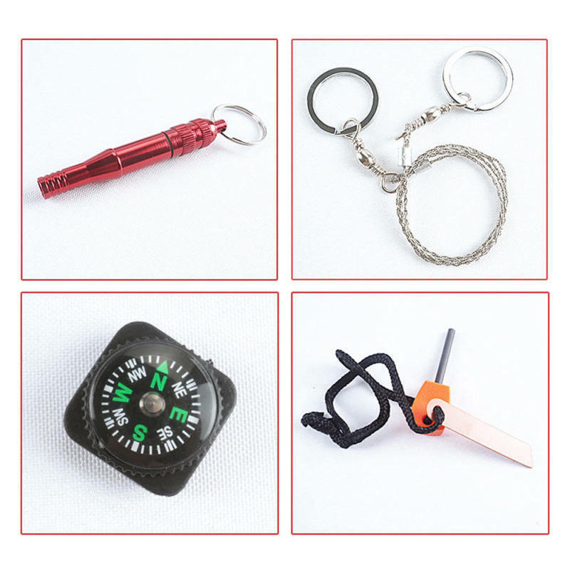 Portable 6 in 1 SOS Outdoor Emergency Survival Equipment Kit Gear Camping Tool
