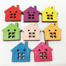 100Pcs Colorful House Shape 2 Holes Wooden Sewing Button For DIY Accessories