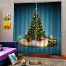 Christmas Curtains, Happy New Year Christmas Tree and Lights Print, Living Room