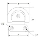 316 Stainless Steel Folding Pad Eye, 1.8" wide 5/16" ring for Boat