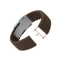 Silicone Rubber Watch Straps Clasp Waterproof 22 mm Coffee