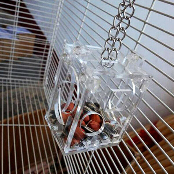 Parrot Feeding Box Pet Bird Foraging Feeder Boxes Hanging Cage Swing Chew T I7D5