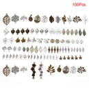 100Pcs Mix Style Leafs Flowers Connector Charms Pendant DIY Jewelry Making G Ew
