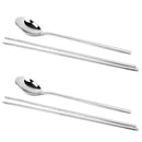 Set of 2 Reusable Metal Chopsticks - Stainless Steel Spiral Chopstick and Spoon