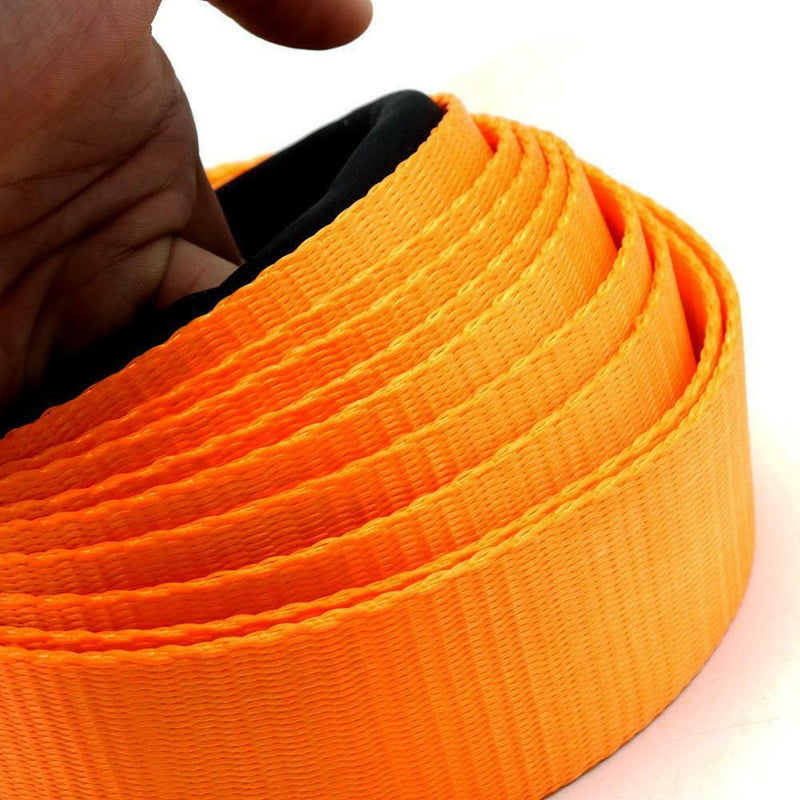 16ftx2in 5 Tons Heavy Duty Car Road Recovery Tow Strap Towing Rope Orange