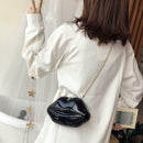Lips Women PVC Handbags Chain Messenger Bags Shoulder Party Clutch (Black)