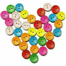 100pcs 2 Holes Round Wood Mixed Button Cloth Sewing Scrapbook DIY Crafts U8 X2X7