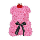 25Cm Bear Of Roses Flowers Teddy Bear With Crown Wedding Festival Diy Surpr C3Z1