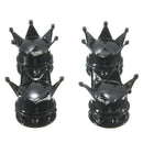 4 x Black Chrome Crown Tire/Wheel Air Stem Valve Caps for car-truck-bicycles //