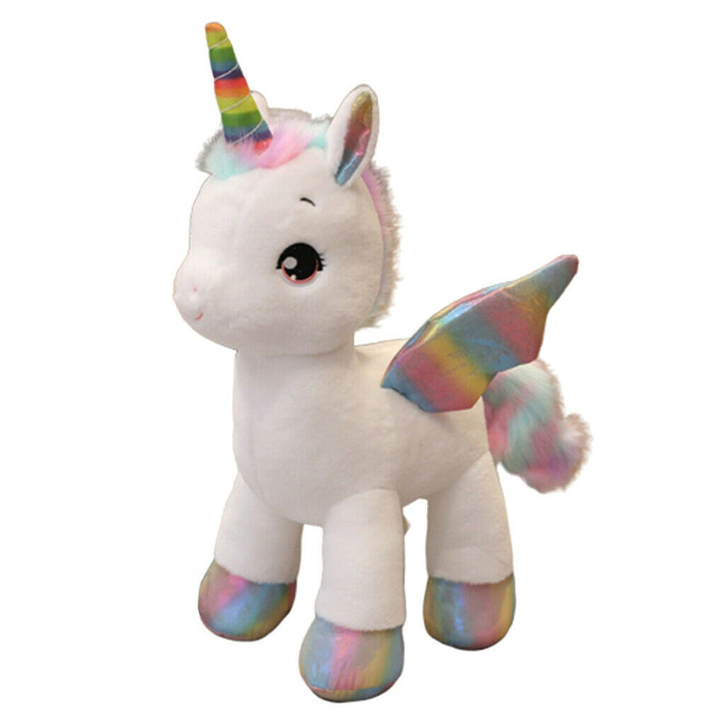 Cute Rainbow Unicorn Horse Plush Soft Toys for Kids Girl Birthday Gift White