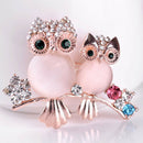 Cute Crystal Owl Animal Corsage Banquet Decoration Women Brooch Pin Jewelry  JR