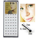 60PCS/Set Black Stainless Steel Nose Ring Body Piercing Bone Stud Jewelry Wom ES
