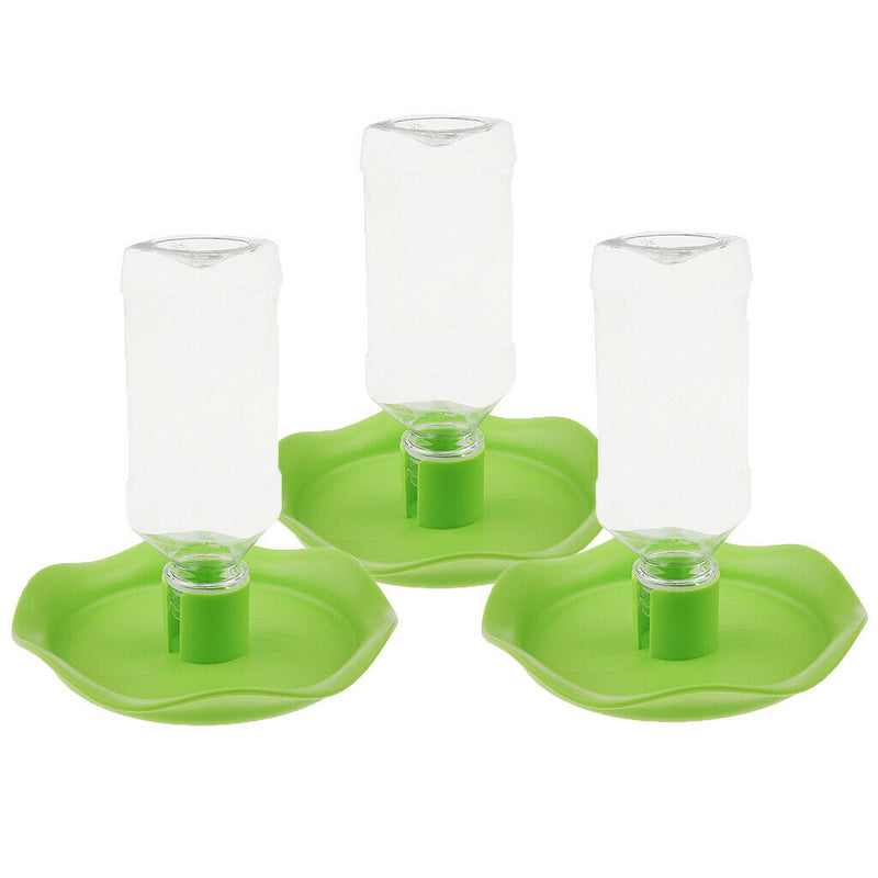 3x Reptile Pet Water Drinking Bottle Feed Frog Dispenser Bowl Feeder Green