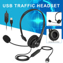 USB Headset with Microphone Call Center Headsets 2.5M Length PC Headset Headband
