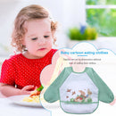 Cartoon Full Sleeve Baby Bib Waterproof Paint Feeding Apron (Green Rabbit)