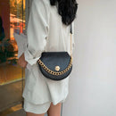 Crocodile Pattern Saddle Bag PU Leather Women's Handbag Chain Tote Shoulder
