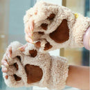 Women Cute Cat Claw Paw Mittens Warm Soft Plush  Fingerless  Bear Cat Gloves Hn