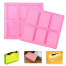 6 Cavity Square Rectangle Soap Mold Silicone Craft DIY Handmade Candy C Ew
