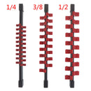 3pc Socket Organizer 1/4 3/8 1/2 Mountable Sliding Holder Rail Rack Tool Storaly