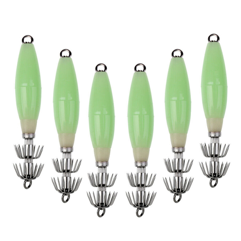 6pcs Luminous Body Fishing Lure Squid Jig Hook Sea Fishing Hooks Fishhooks