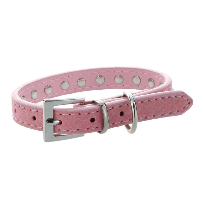 Pink PU Leather Dogs Cats Pets Puppy Neck Safety Collars XS