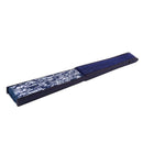 Morning Glory Print Bamboo Fabric Folding Hand Fan dark blue for Ladies