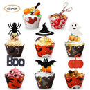 48Pcs Halloween Cupcake Toppers Wrappers Cake Picks Cupcake Liners Food Pic