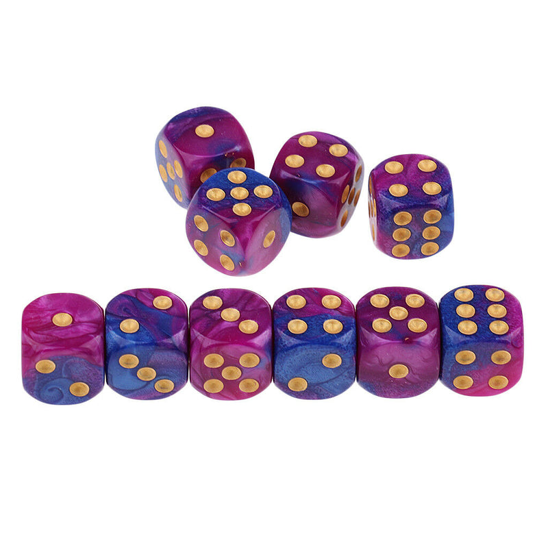 10Pc Purple Blue Six Sided D6 Dice Die for Dungeons & Dragons Role Play Accs