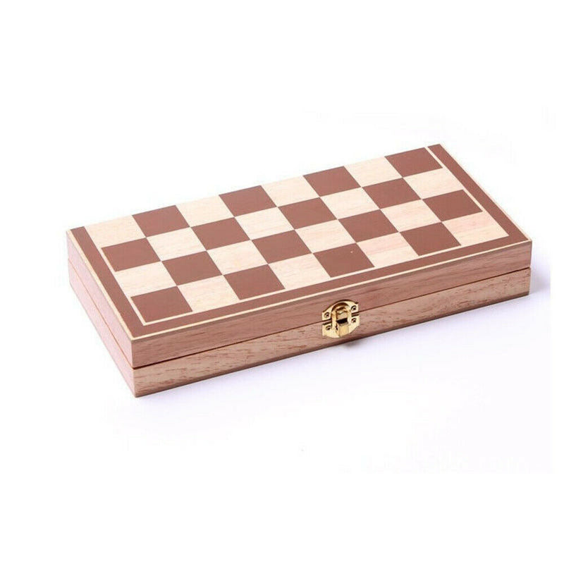 Portable Wood Chess Set Wooden Board Folding Chess Board f. Camping Travel Game