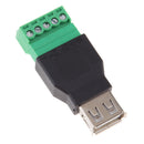 USB 2.0 Type A Female to 5 Pin Screw & Shield Terminal Connector Plug Converter