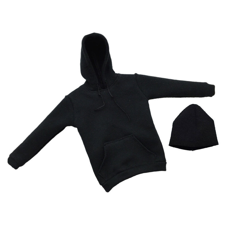 1:6 Black Hoodie Hooded Top & Cap Clothing for 12''     Figures