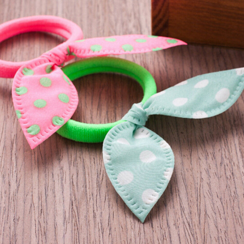 10pcs Rabbit Ears Hair Holders Hair Accessories Child Girl Rubber HairBand LJ