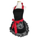 Black Lace Flirty Apron with Pocket, Fun Retro Sexy Kitchen Cooking Pinup A C3X9