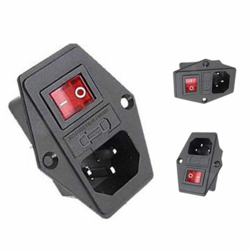 Multi-function 3 Pin IEC320 C14 AC Inlet Male Plug Power Socket With Fuse Switch