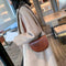 Retro Crossbody Handbag Women Semicircle Leather Shoulder Bag (Light Brown)