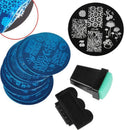 Nail Plates + Green Nail Art Stamper with Scraper Nail Art Stamping Set 10P