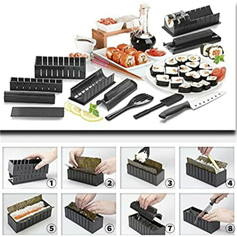 Sushi Making Kit 11 Pieces Plastic Sushi Maker Tool Sushi Rice Roll Mold