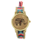 Multicolor elephant watch Quartz watch braided bracelet (red)