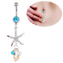 Starfish Conch Dangle Button Belly Body Piercing Navel Ring Bar Barbell Jewelry-