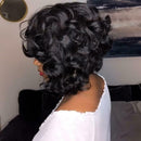 Fashion Short Curly Hair Wig Oblique Bangs Loose Hair Cover Women Hairpiece