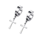 2 Pairs Of 361L Stainless Steel Non-piercing Clip On Earrings Cross Drop Earring