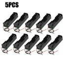 5X For 3.7V 18650 Black Battery Storage Box Case With Wired Leads Plastic Holder