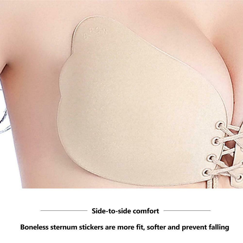 Sexy Wireless Push Up Invisible Bras Women Adhesive Fly Bra (Dot Beige C) A