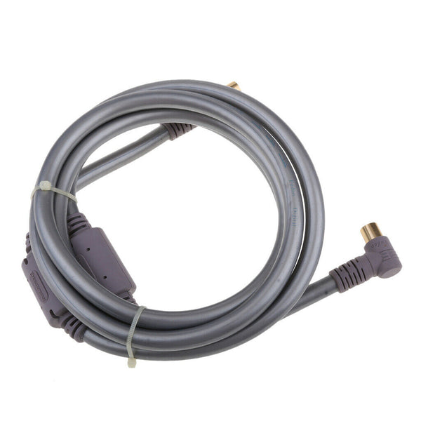 90 Degree TV 9mm Coaxial Cable Aerial Male to Male RF Antenna Cable gray