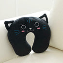 Multi-Color Cartoon U Shaped Travel Pillow Neck Support Head(Black)