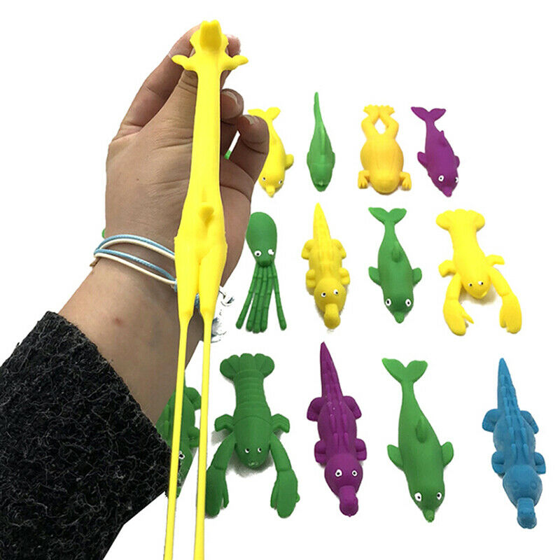 2X TPR Marine Animals Stress Relief Ejection Toys Finger Catapult Party Suppl â„–[